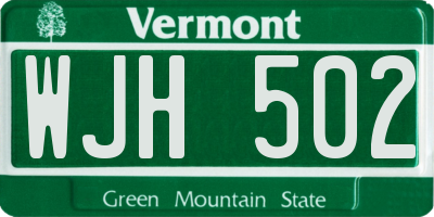 VT license plate WJH502