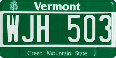 VT license plate WJH503