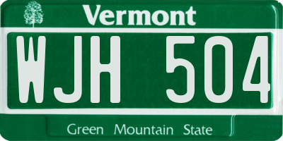 VT license plate WJH504