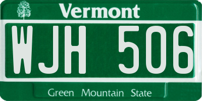 VT license plate WJH506