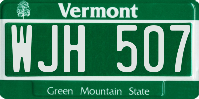VT license plate WJH507