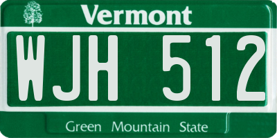 VT license plate WJH512