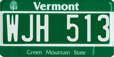VT license plate WJH513