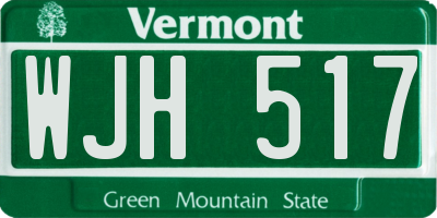 VT license plate WJH517