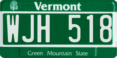 VT license plate WJH518