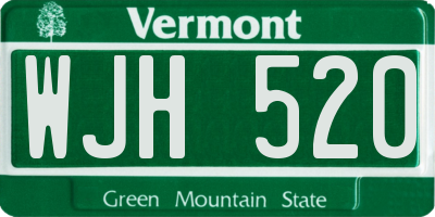 VT license plate WJH520
