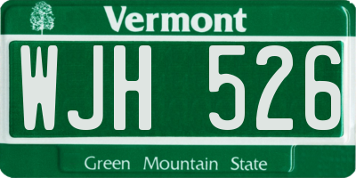 VT license plate WJH526