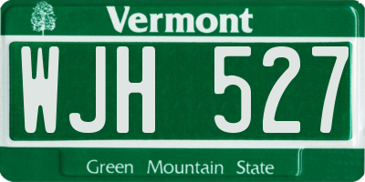 VT license plate WJH527