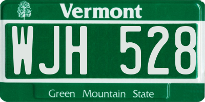 VT license plate WJH528
