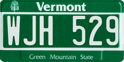 VT license plate WJH529