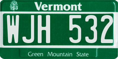 VT license plate WJH532