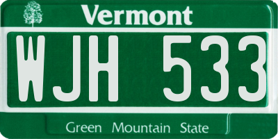 VT license plate WJH533