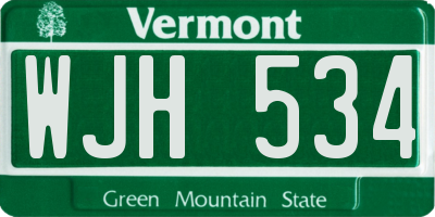 VT license plate WJH534