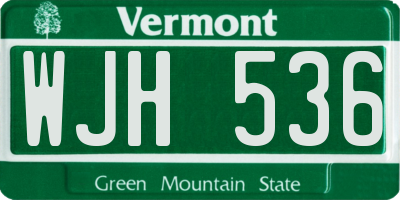 VT license plate WJH536