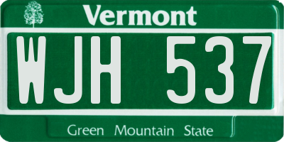 VT license plate WJH537
