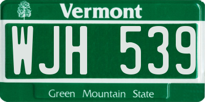 VT license plate WJH539