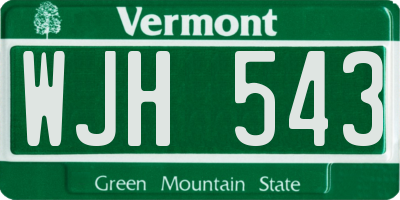 VT license plate WJH543