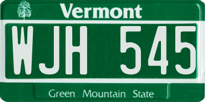 VT license plate WJH545