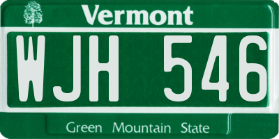 VT license plate WJH546