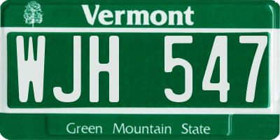 VT license plate WJH547