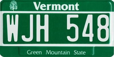 VT license plate WJH548