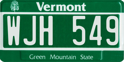 VT license plate WJH549