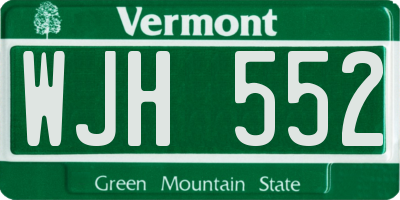 VT license plate WJH552
