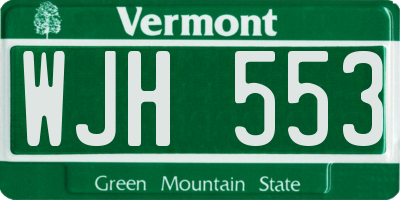 VT license plate WJH553