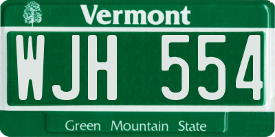 VT license plate WJH554