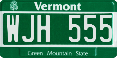 VT license plate WJH555