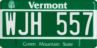 VT license plate WJH557