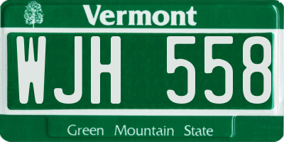 VT license plate WJH558
