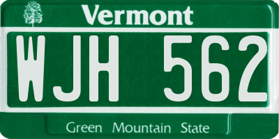 VT license plate WJH562