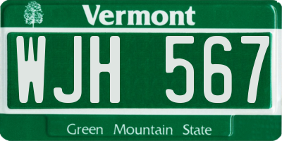 VT license plate WJH567