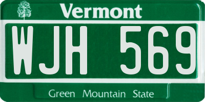 VT license plate WJH569