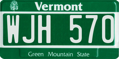 VT license plate WJH570