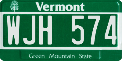 VT license plate WJH574
