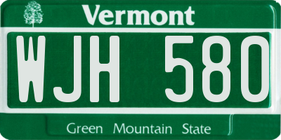 VT license plate WJH580