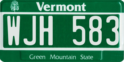 VT license plate WJH583