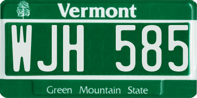 VT license plate WJH585