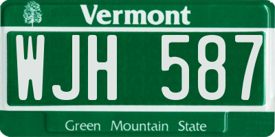 VT license plate WJH587