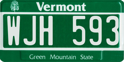 VT license plate WJH593