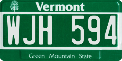 VT license plate WJH594
