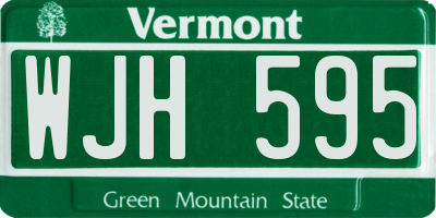 VT license plate WJH595