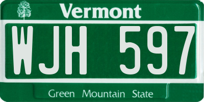 VT license plate WJH597