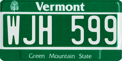 VT license plate WJH599