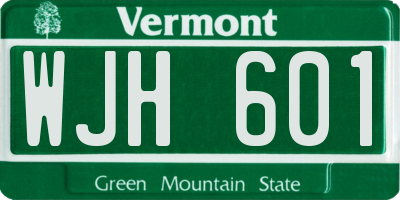 VT license plate WJH601