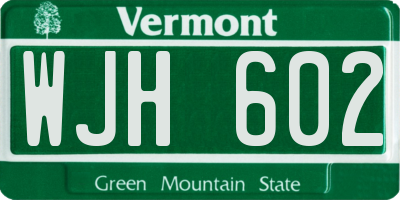 VT license plate WJH602