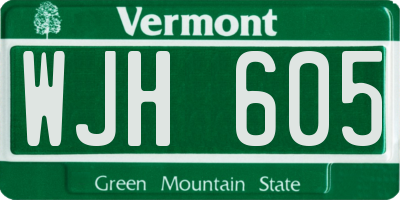 VT license plate WJH605