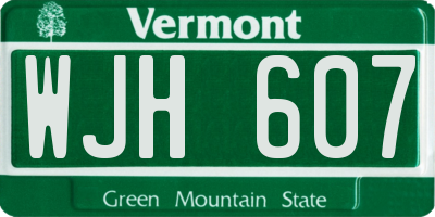 VT license plate WJH607